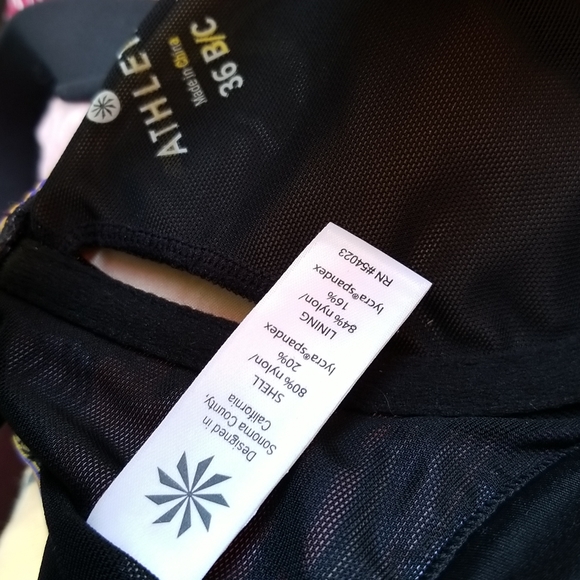 ATHLETA Pura Sport Bra Swim Bright Capri Stripe 36 B/C - Picture 5 of 7